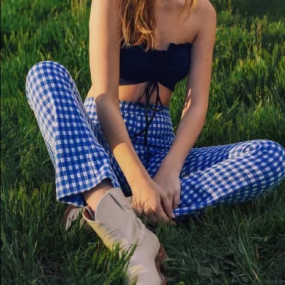 Glenda gingham high rise pinup cropped flare pant